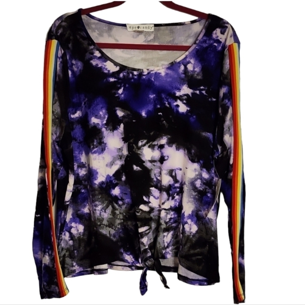 Eye Candy Purple and Black Tie Dye Top, Size 2X. NWT